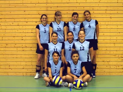 Damenmannschaft in hellblauen Trikots